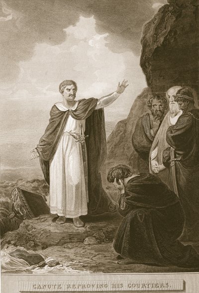Canute Reproving His Courtiers, engraved by G. Noble, illustration from David Hume